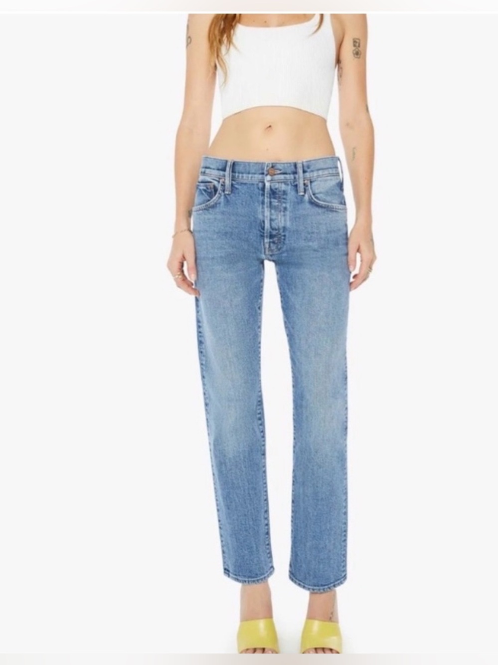 Mother The Hiker Hover Jeans 27 Penny For Your Thoughts Straight Leg City Chic